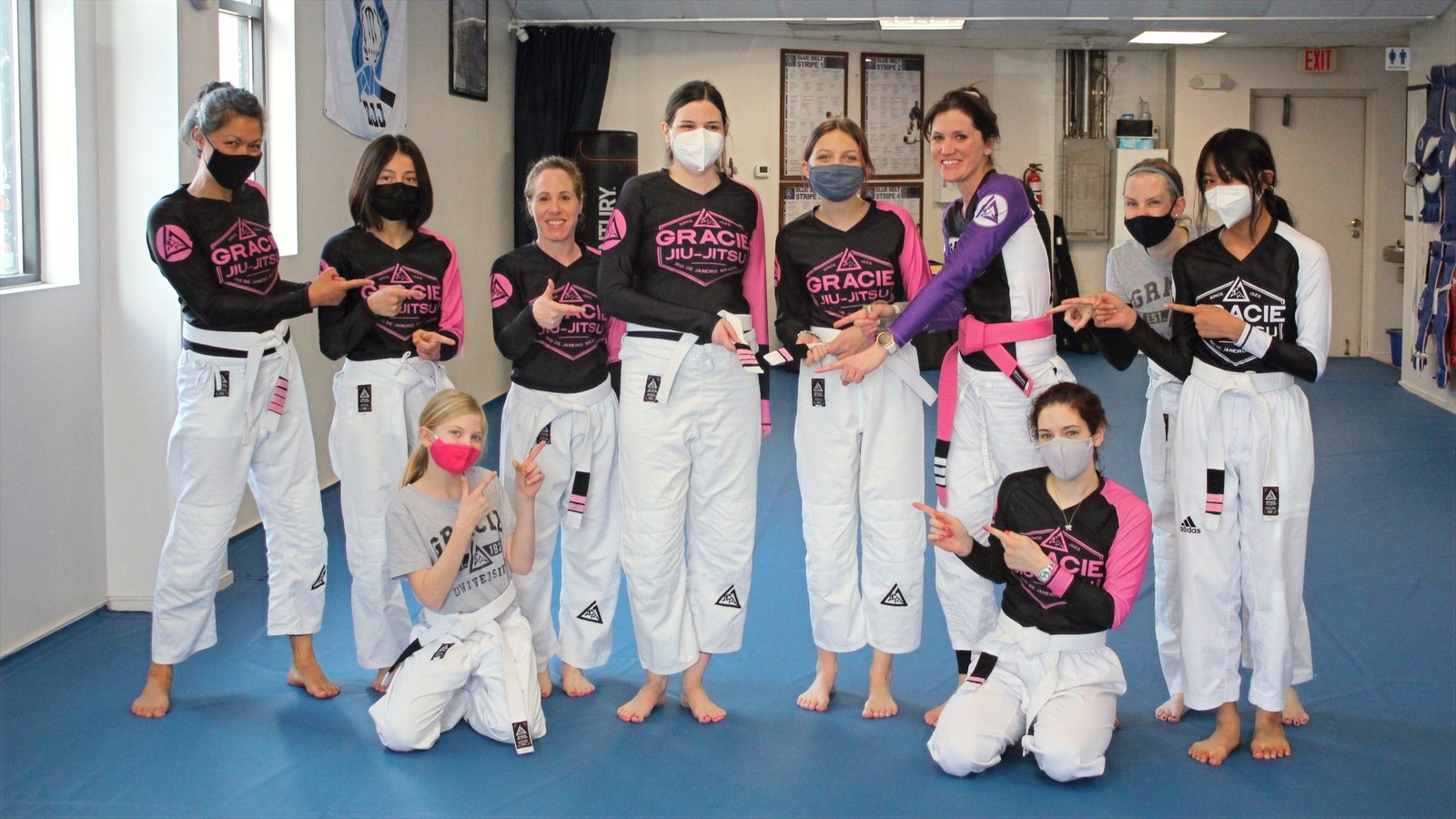 A group photo of the women’s self-defense class