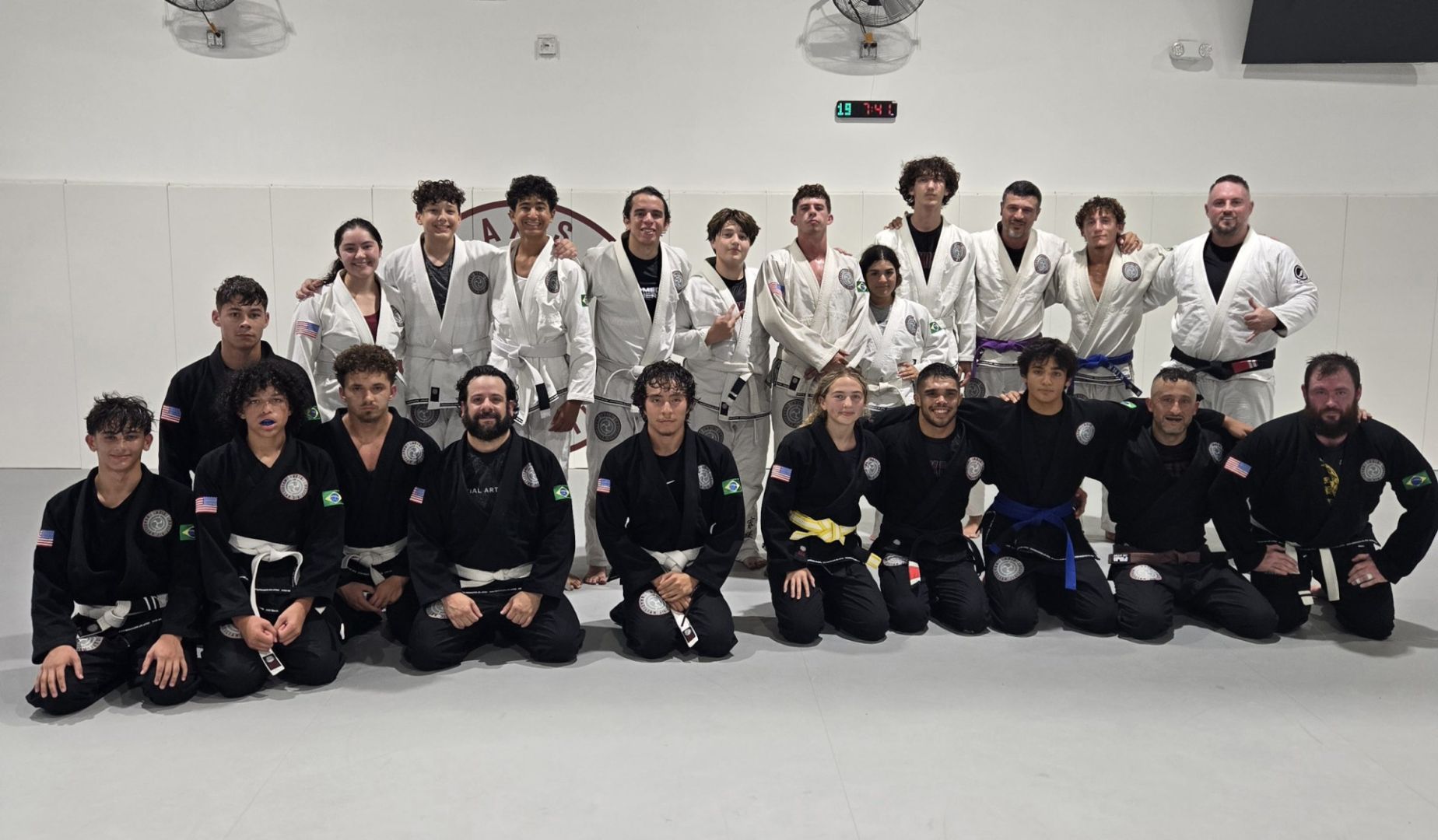 The Axis Jiu-Jitsu team on the mats in Westlake, FL