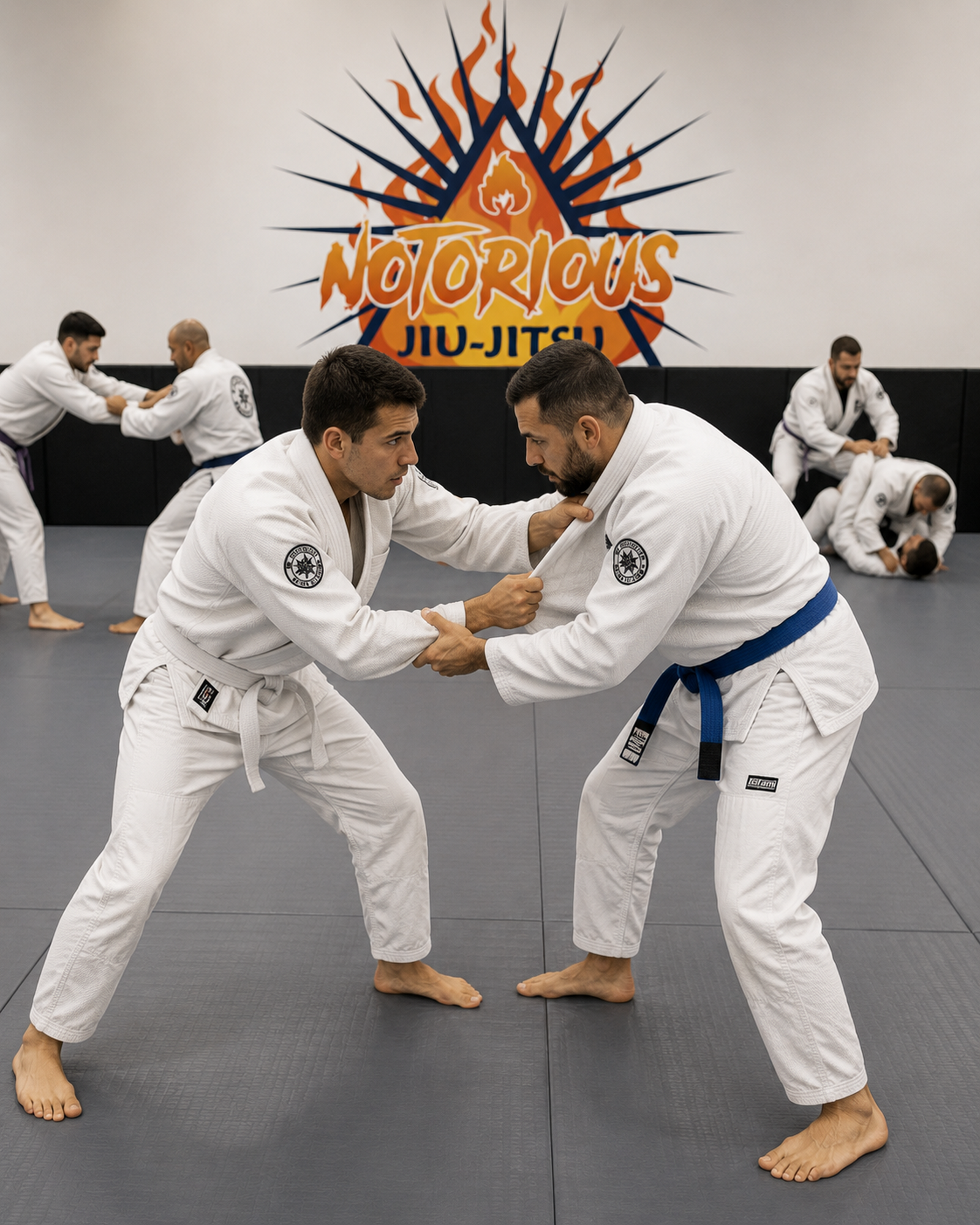 Adults training jiu-jitsu