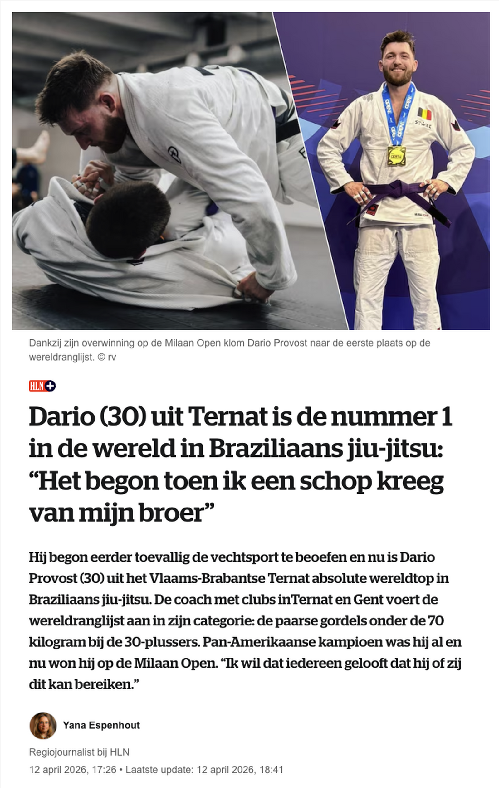 Dario Provost featured in Het Laatste Nieuws