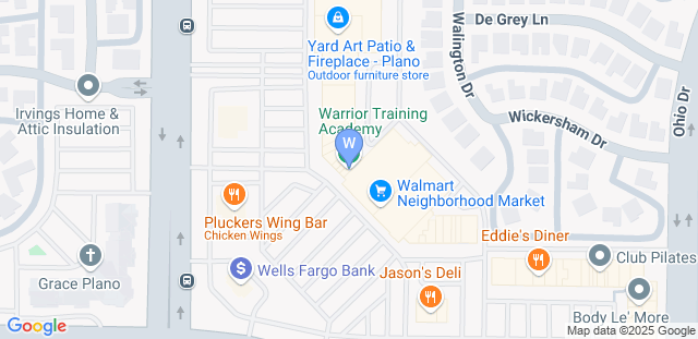 Map to Warrior Martial Arts Academy West Plano