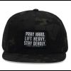 Pray Hard. Lift Heavy. Stay Deadly. Flat Bill SnapBack Hat Photo 2