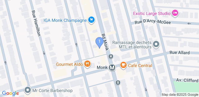 Map to 10th Planet Montreal