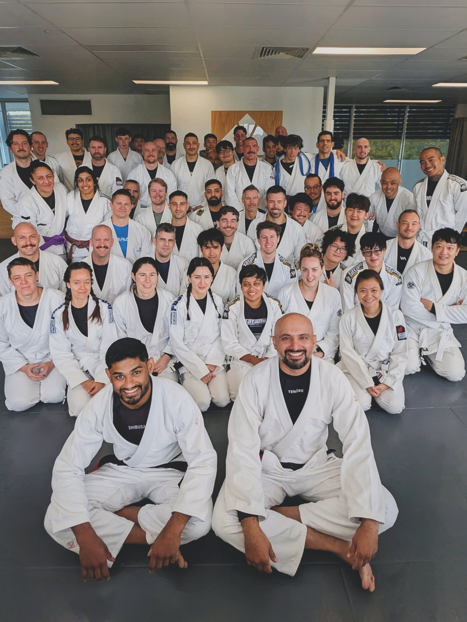 Adults training Brazilian Jiu Jitsu together at Shibusa in Canberra