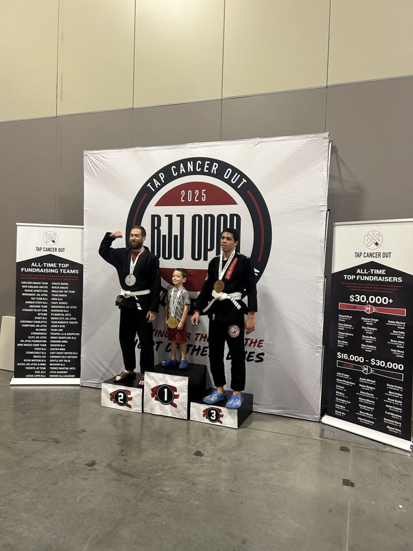 CJJF North Carolina adult competitors on the tournament podium