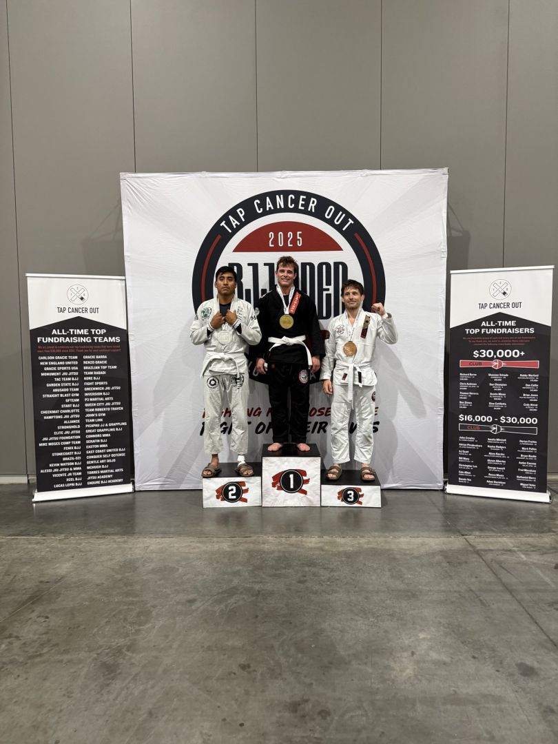 CJJF North Carolina competitor on the podium at a submission-only tournament