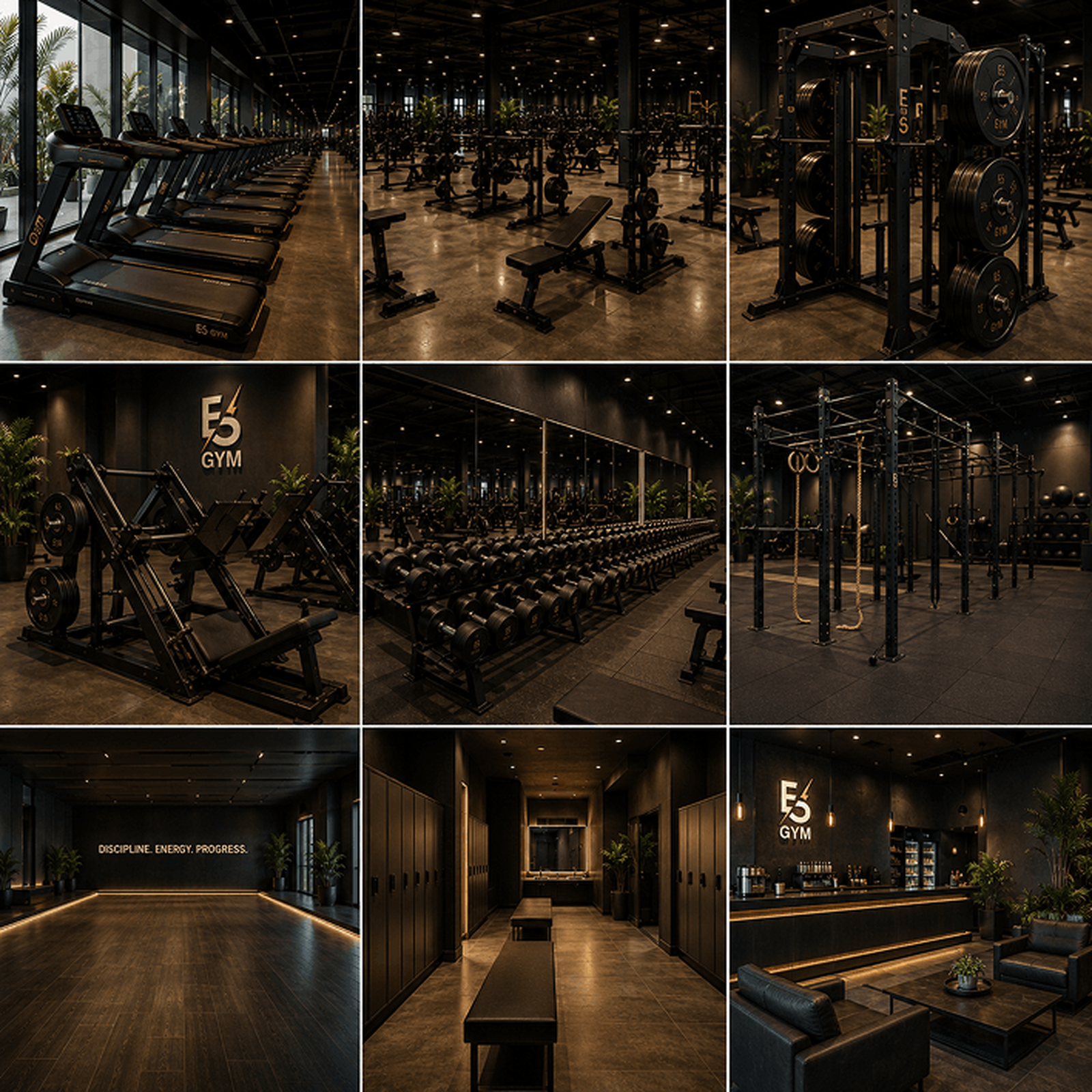 E5 Gym facility collage