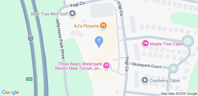 Map to Three Bears Waterpark Resort