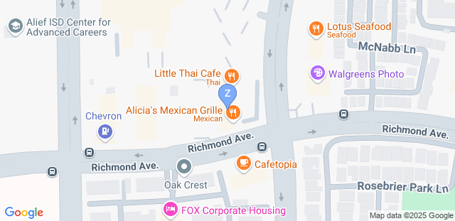 Map to ZenCosmic Brazilian Jiu Jitsu and Yoga @ Royal Oaks (West Houston)