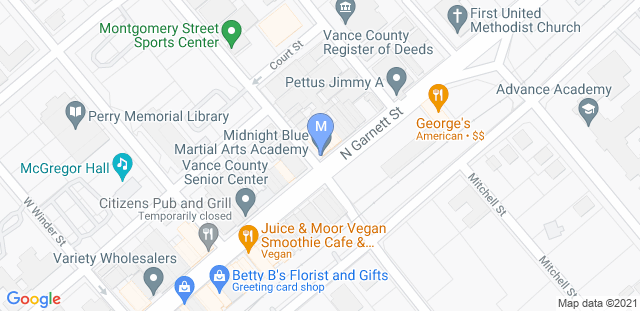 Map to Midnight Blue Martial Arts