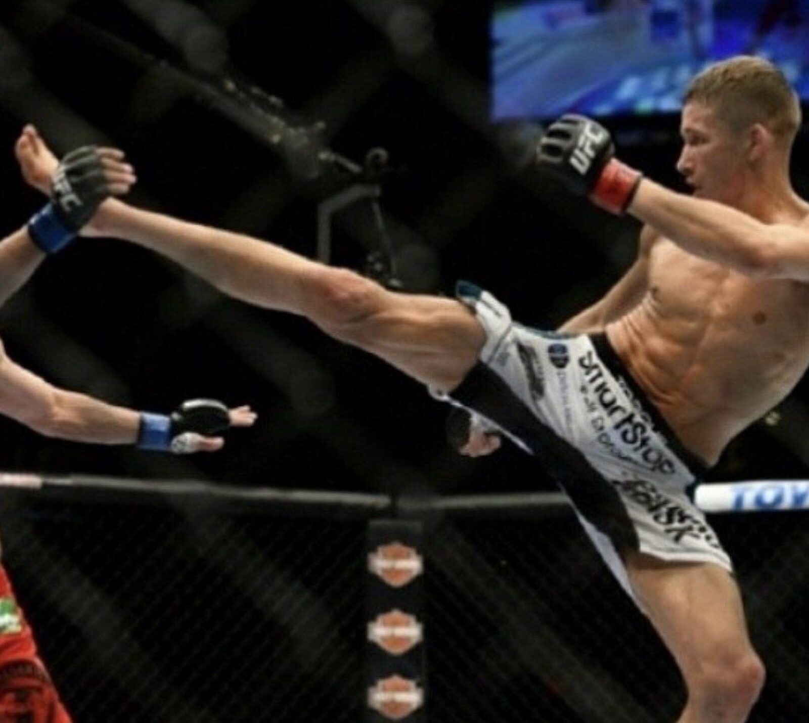 Chris Holdsworth throwing a head kick in a UFC fight