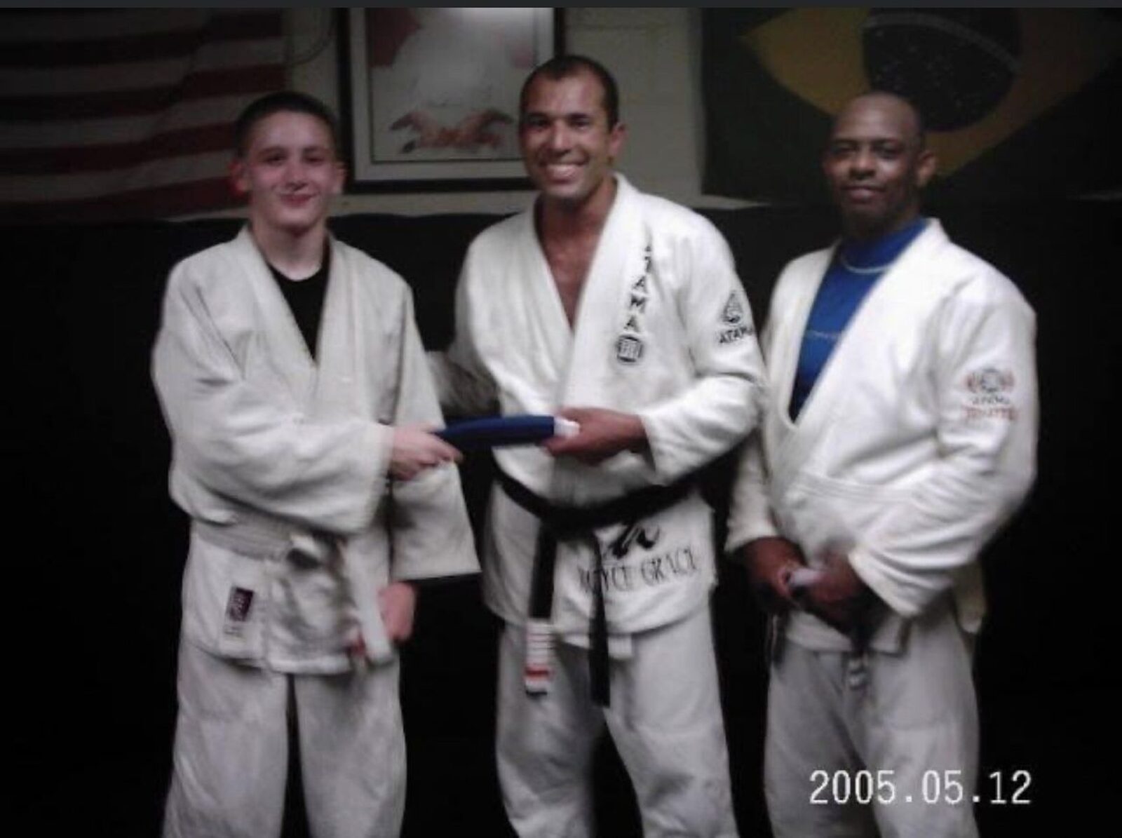 Chris Holdsworth receiving his blue belt in 2005