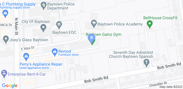 Map to Baytown Gainz Gym