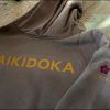 Adult Aikidoka Hoodie—Dark Beige with Custom Color Lettering Photo 2